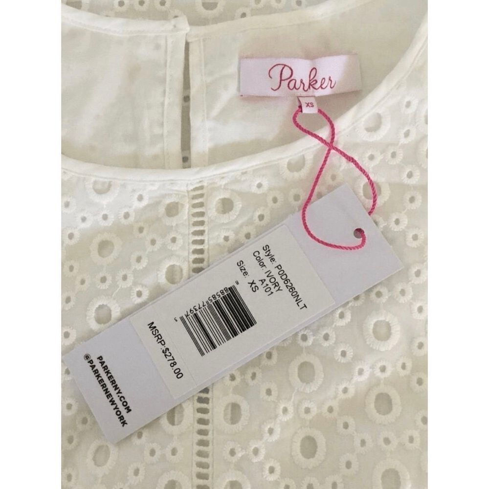 NEW Parker Womens XS Short Sleeve Holland Eyelet Blouse - Picture 7 of 9